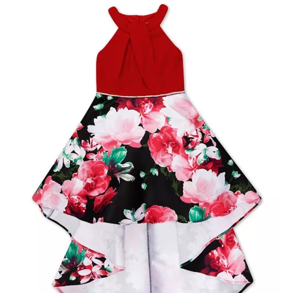 Speechless Red and Floral Kids Formal Dress